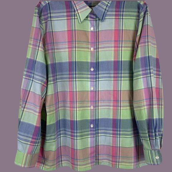 FoxCroft Women'sMulti- Color New Wrinkle Free Plaid Shirt.Plus Size 1X - Picture 7 of 12